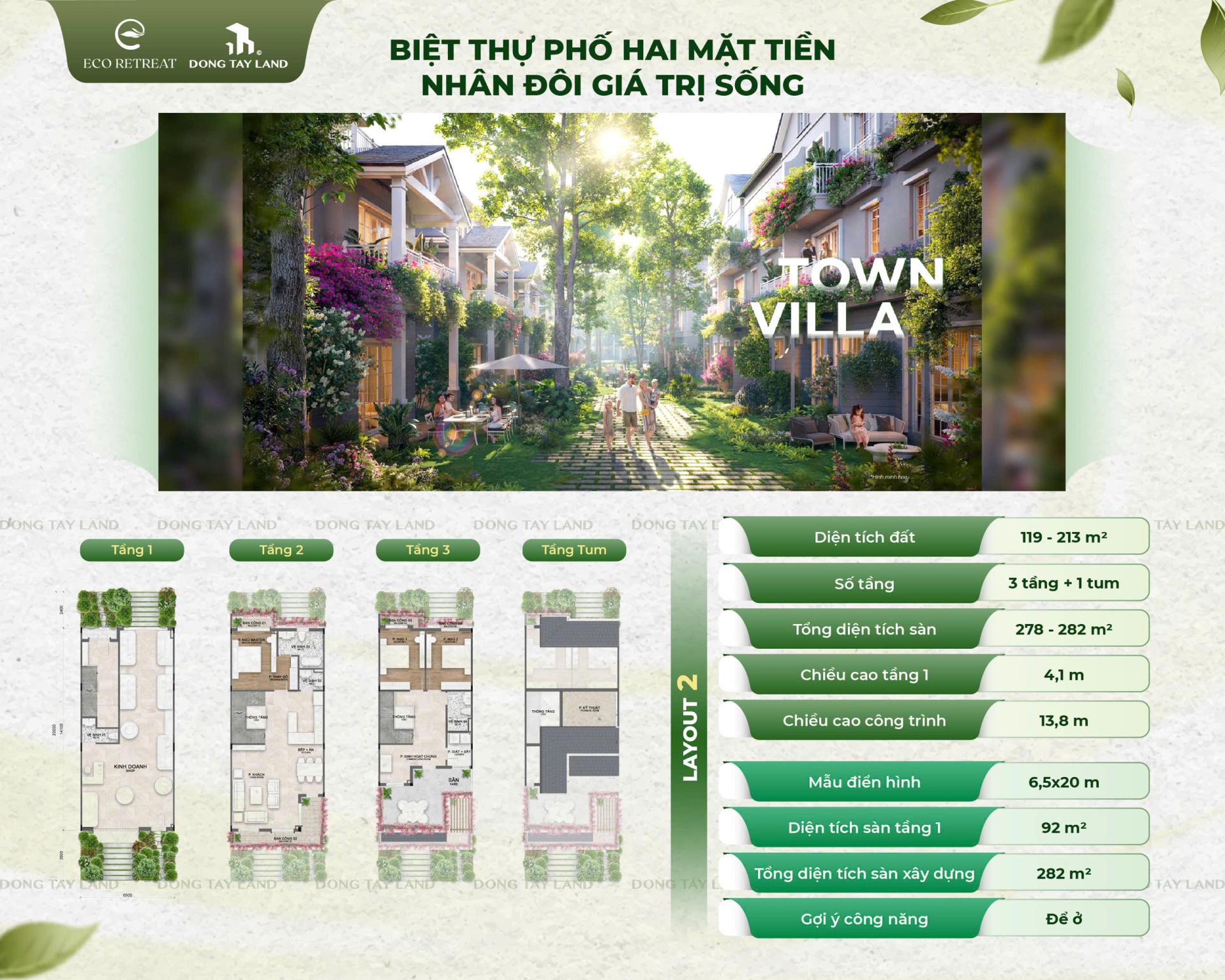 Villa 2 mặt tiền Eco Retreat